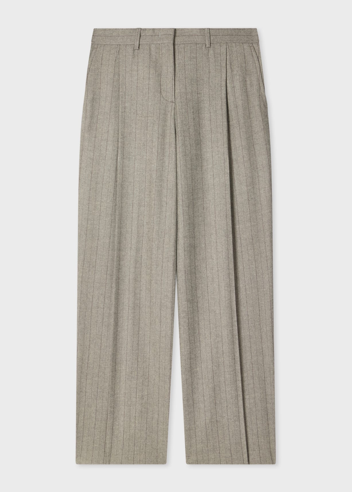 【希少】90s Paul smith wide slacks リネン ウール混 Women's Chalk Stripe Wool-Blend Wide-Leg Trousers
