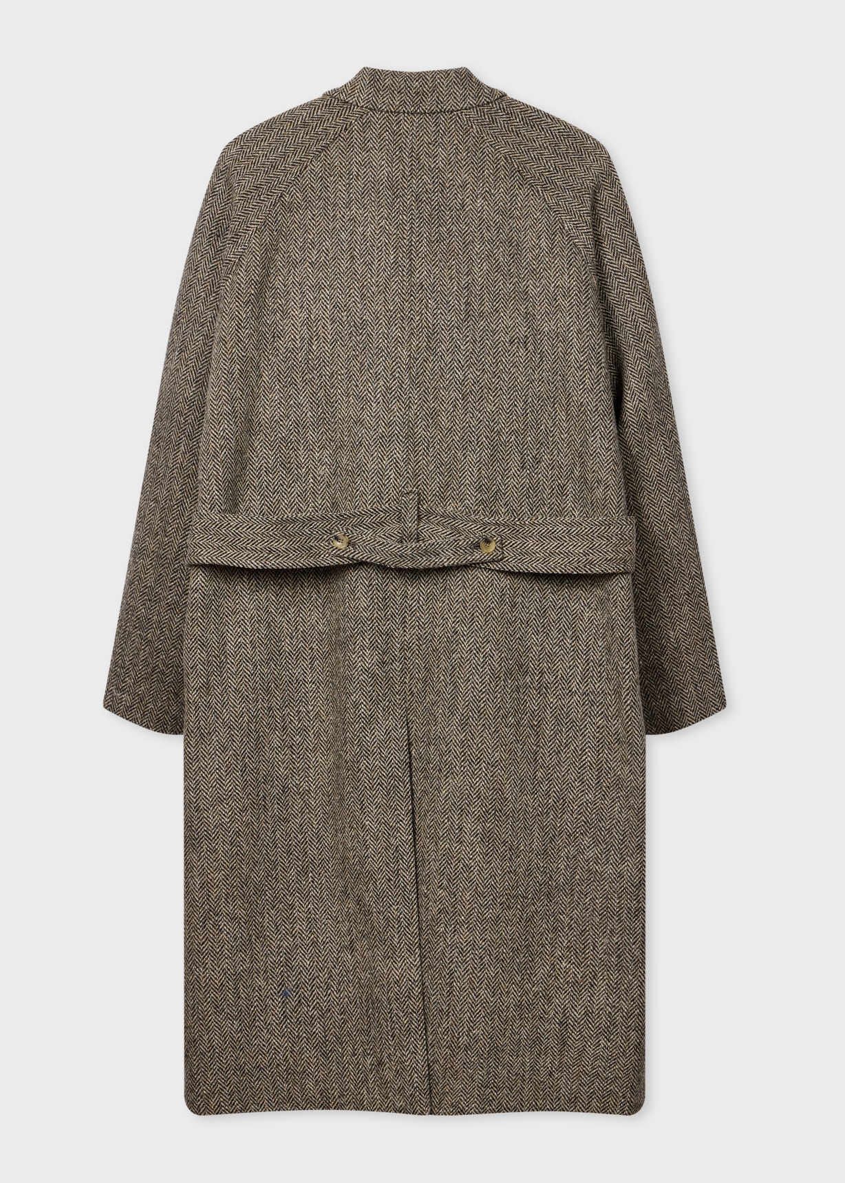 Men's Light Brown Harris Tweed Herringbone Belted Coat