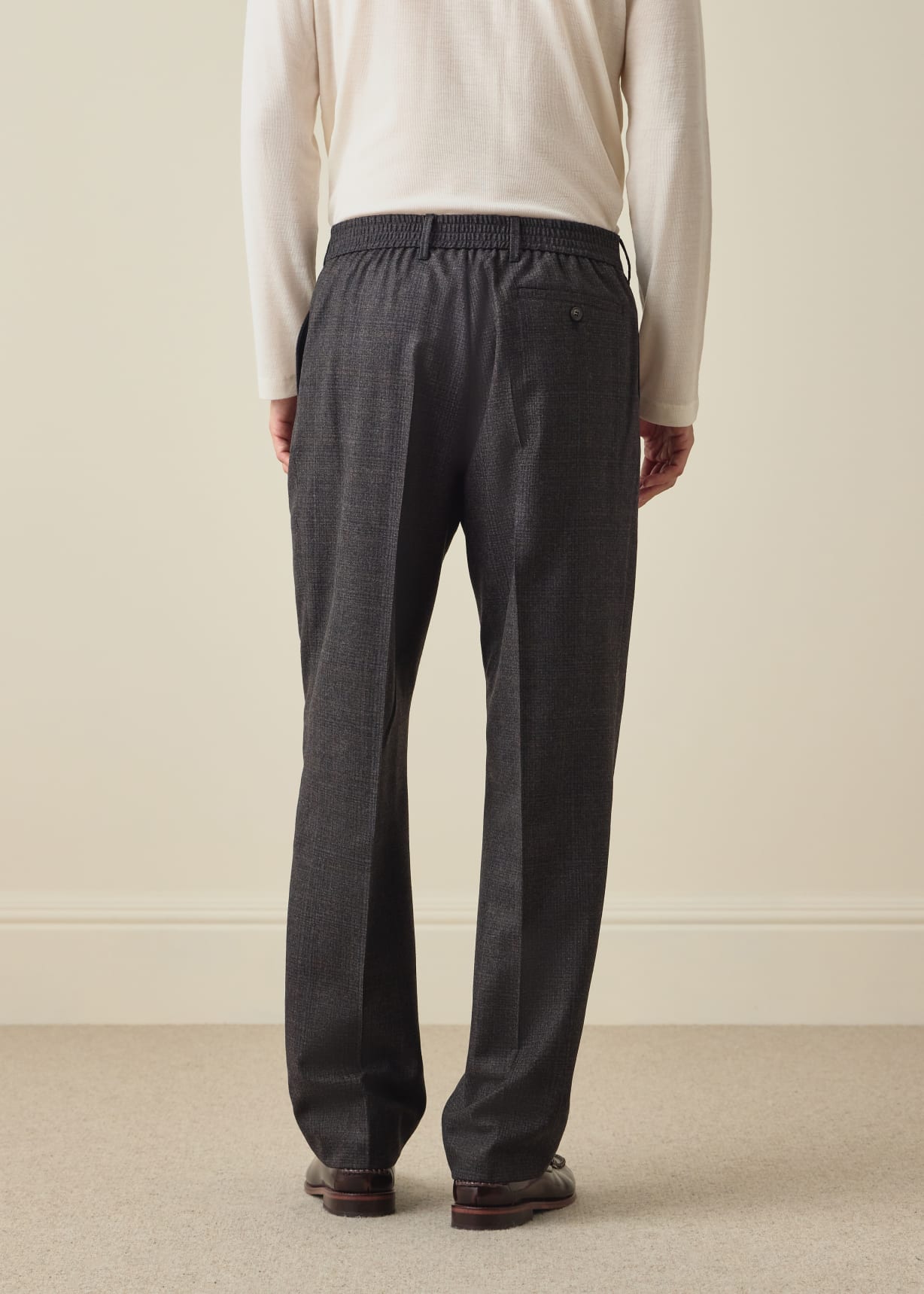 Men's Grey and Brown Check Wool Trousers