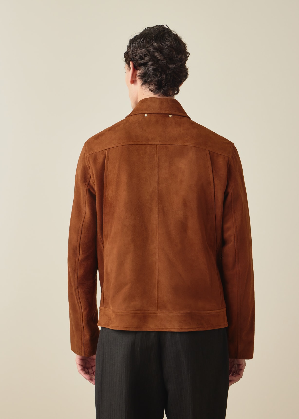 Men's Brown Suede Zip-Front Jacket
