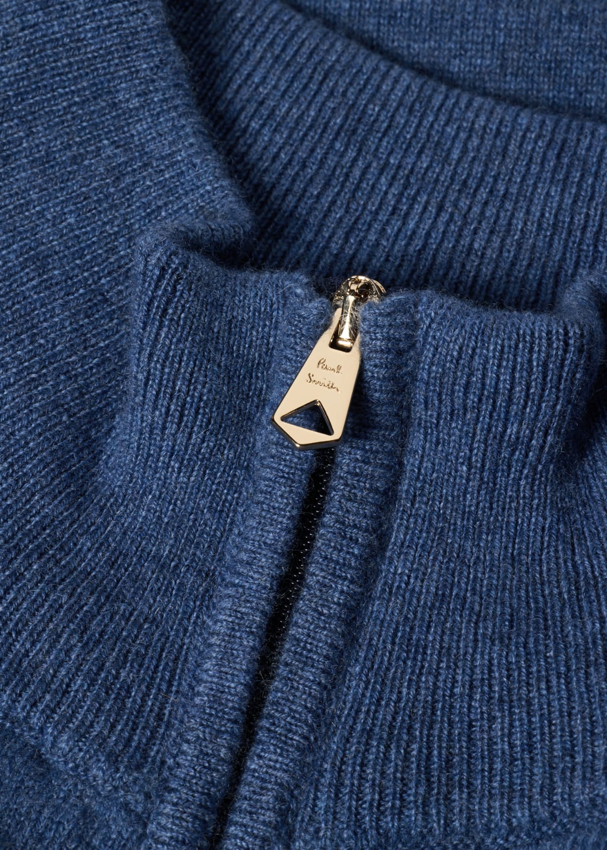 Men's Mid Blue Cashmere Zip Cardigan