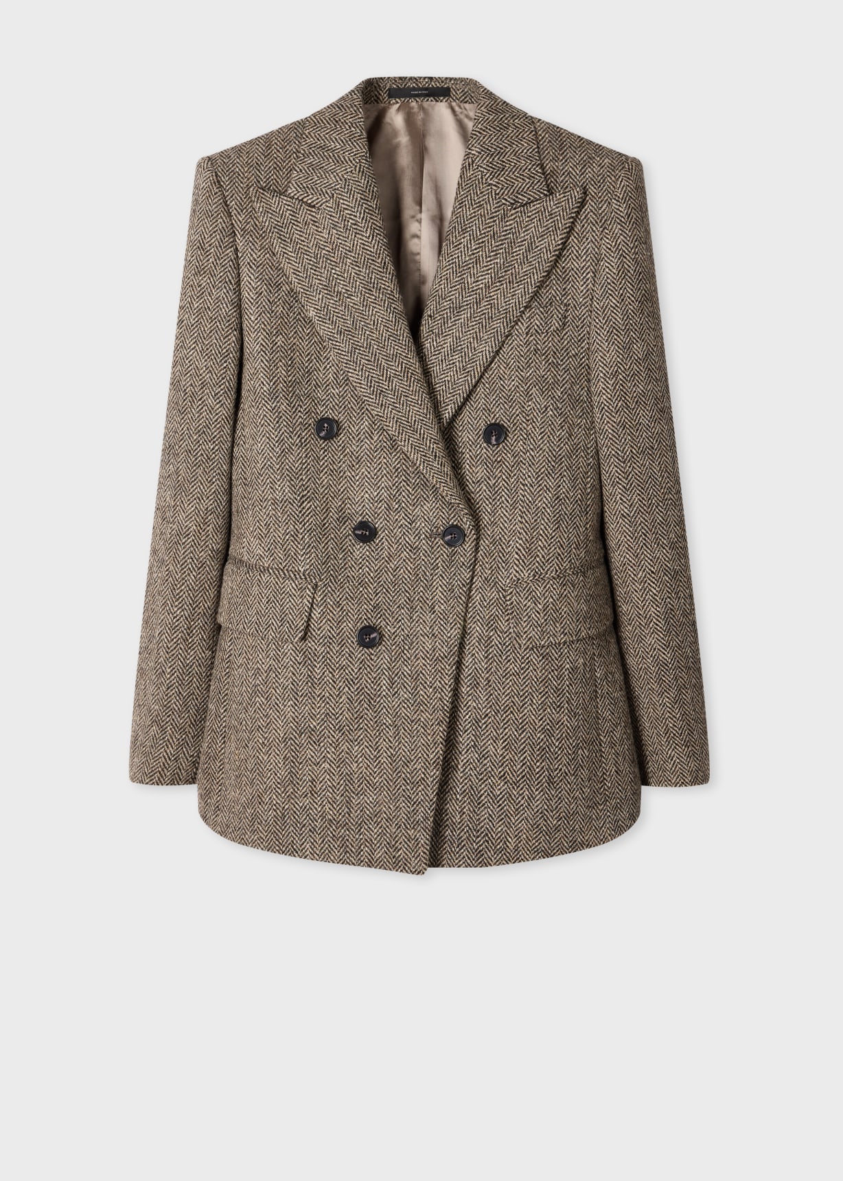 Women's Brown Harris Tweed Herringbone Double-Breasted Jacket