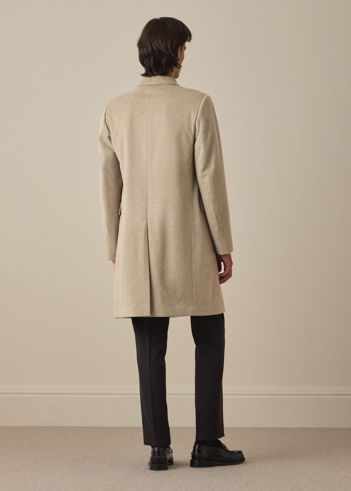 Men's Taupe Wool-Cashmere Double-Breasted Overcoat