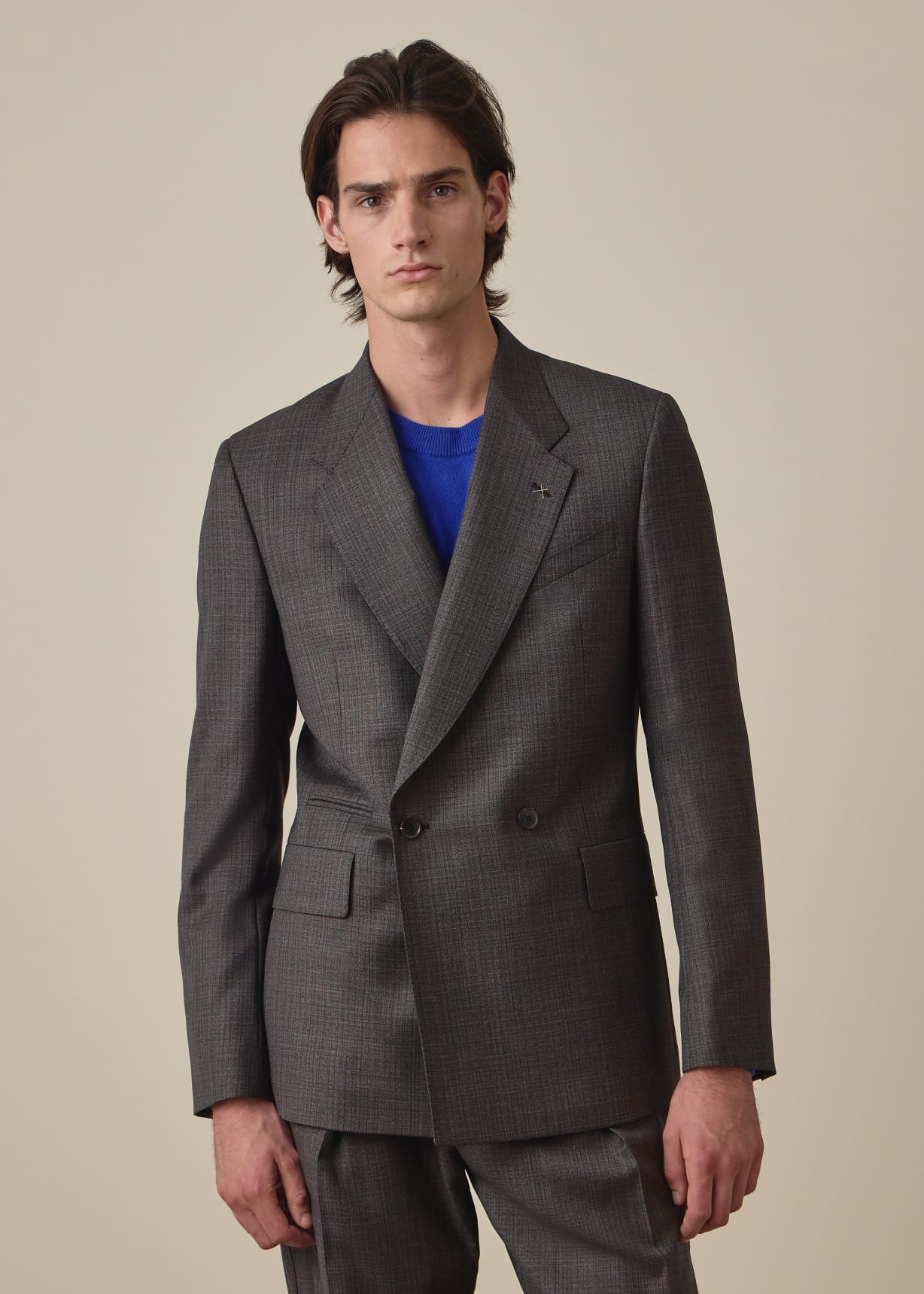 Charcoal Sharkskin Check Double-Breasted Two-Piece Suit