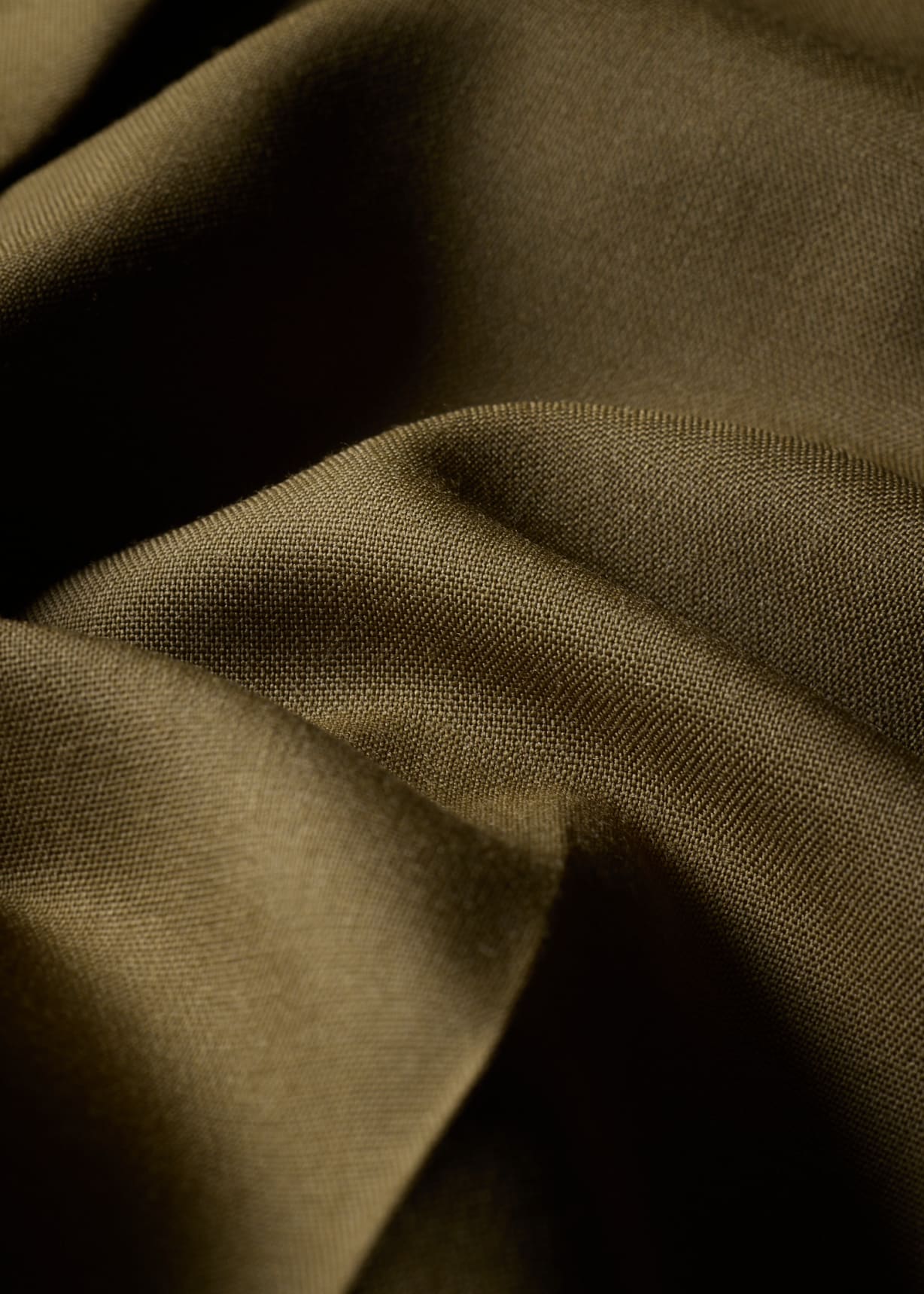 Women's Olive Wool Hopsack Wide-Leg Trousers