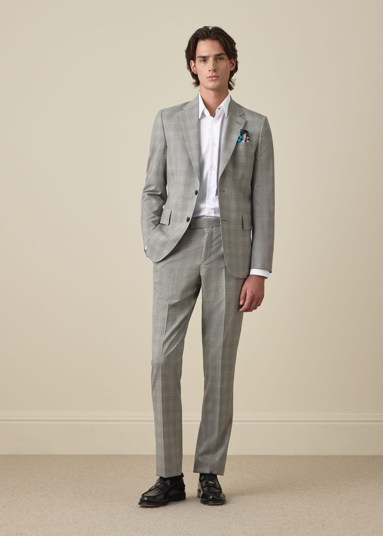 PaulSmith The British Collection スーツグレー The Brierley - Grey Space-Dye Check Wool Suit