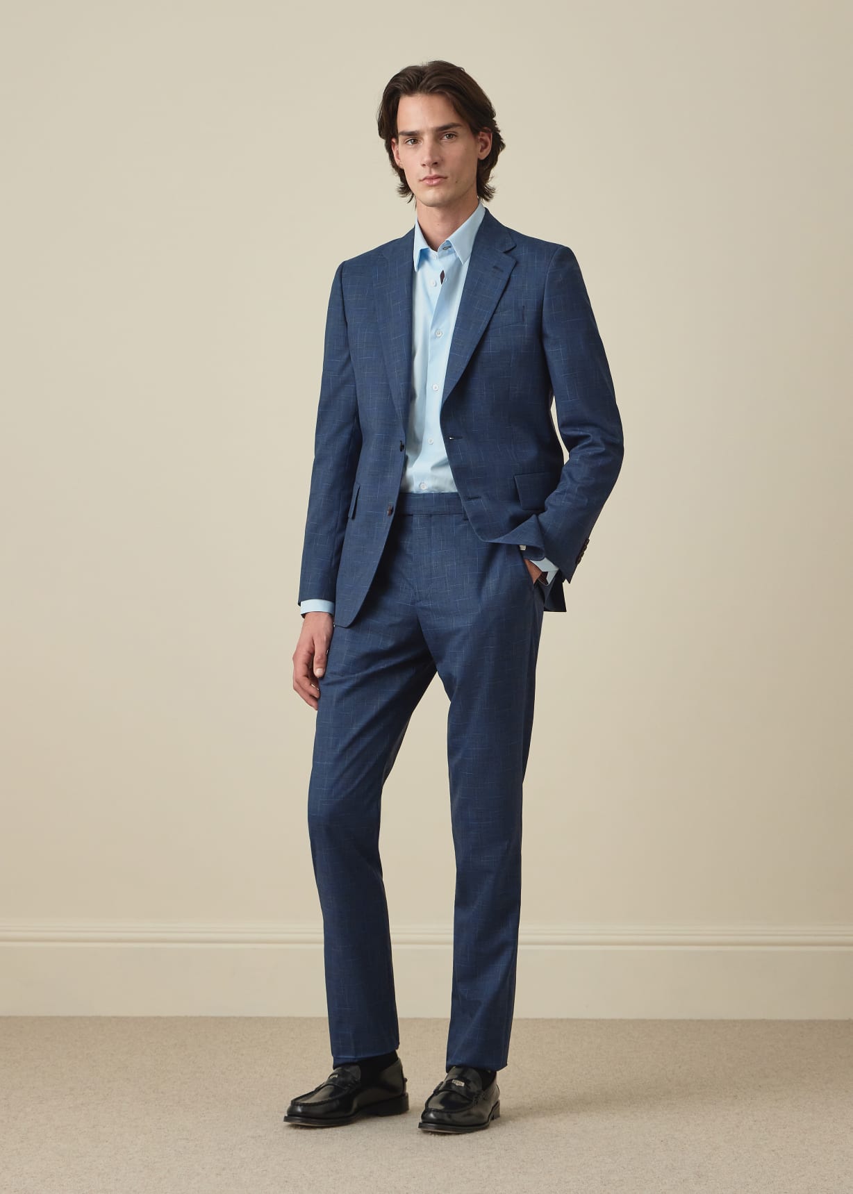The Brierley - Navy Space-Dye Check Wool Suit
