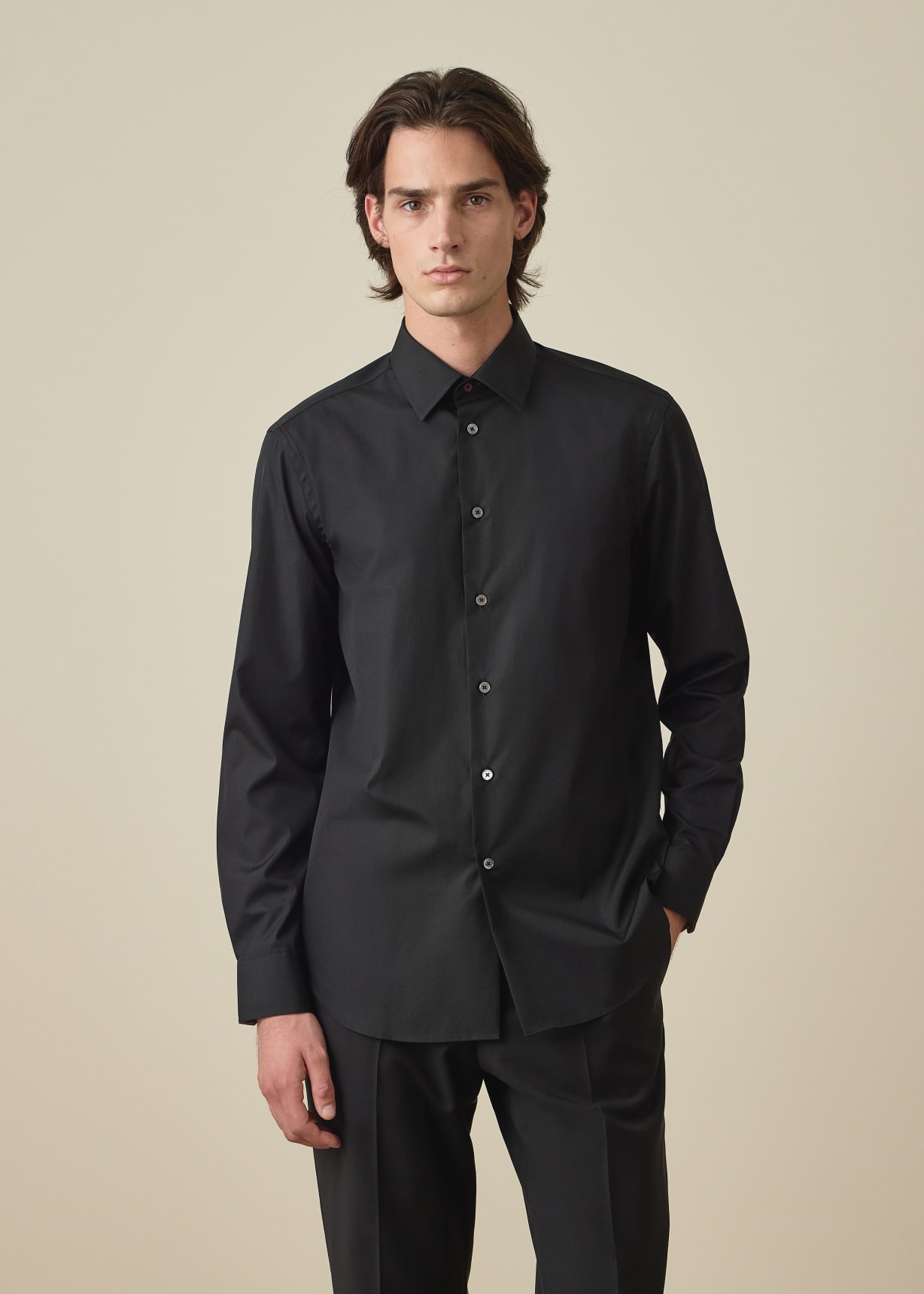 Paul Smith BLACK ユニオンジャックシャツ Men's Regular-Fit Black Cotton Poplin Shirt
