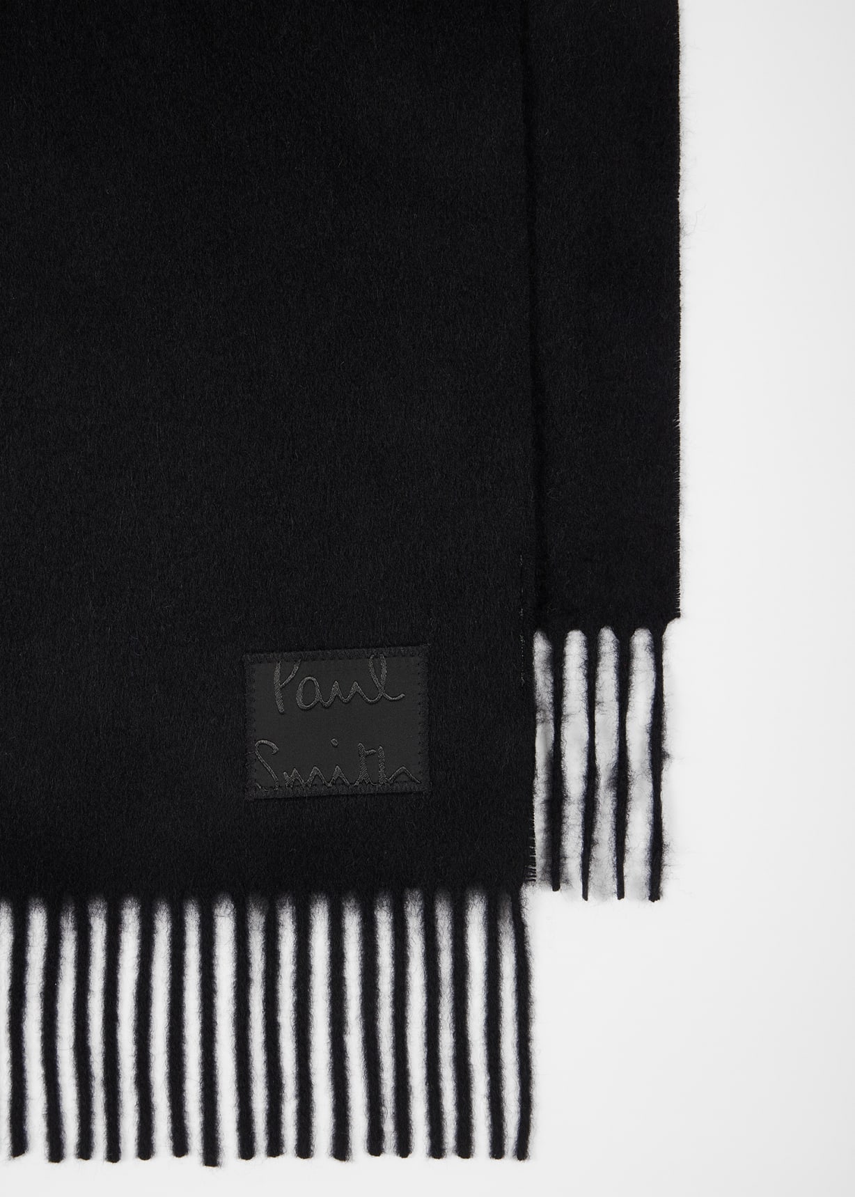 Black Cashmere Logo Scarf Paul Smith
