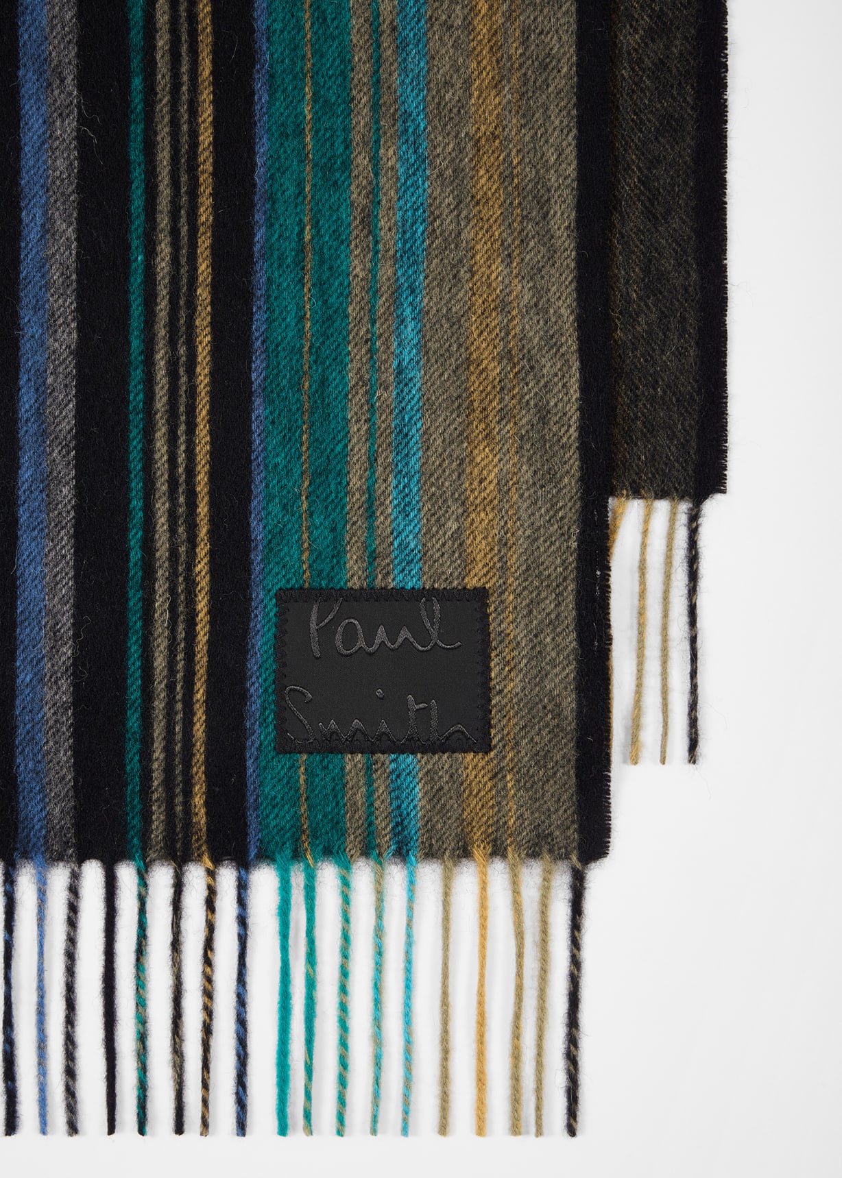 Brown Lambswool Stripe Scarf