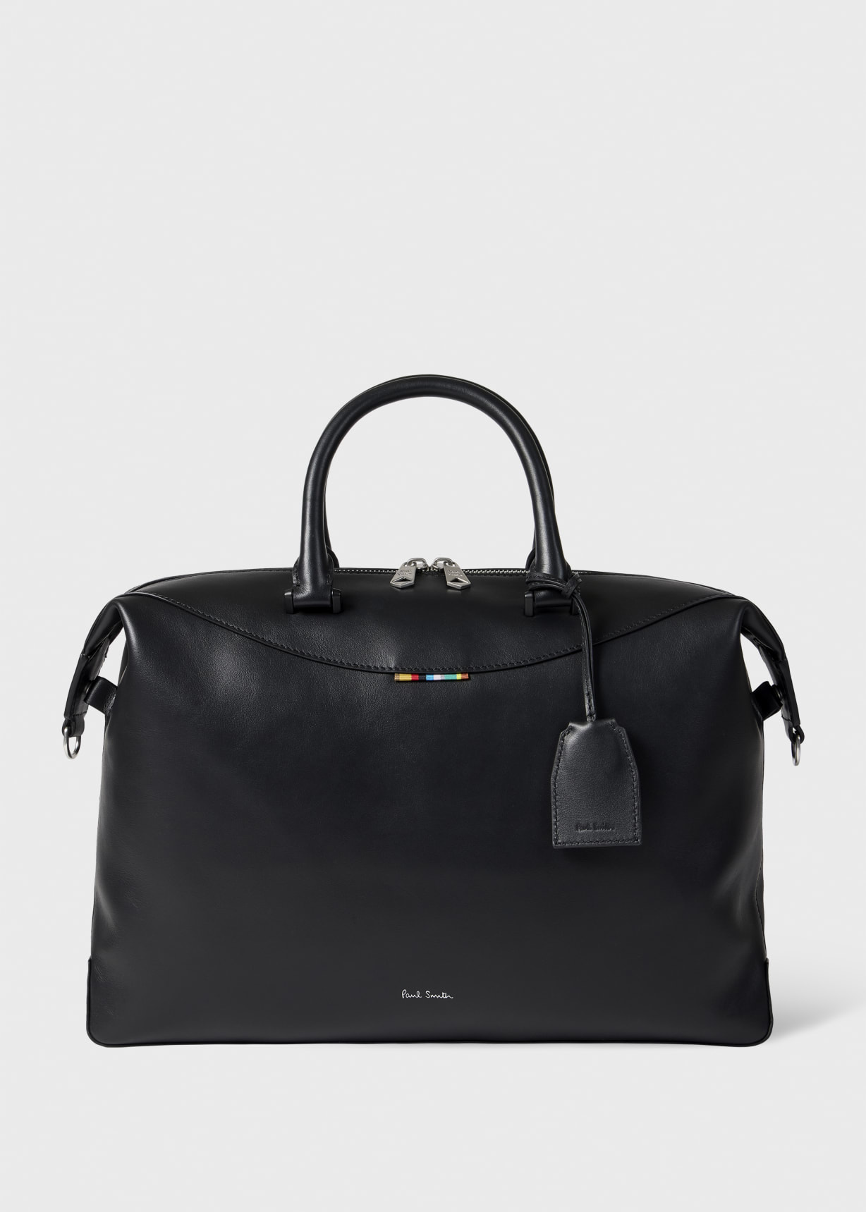 Black Signature Tab Leather Duffle Folio