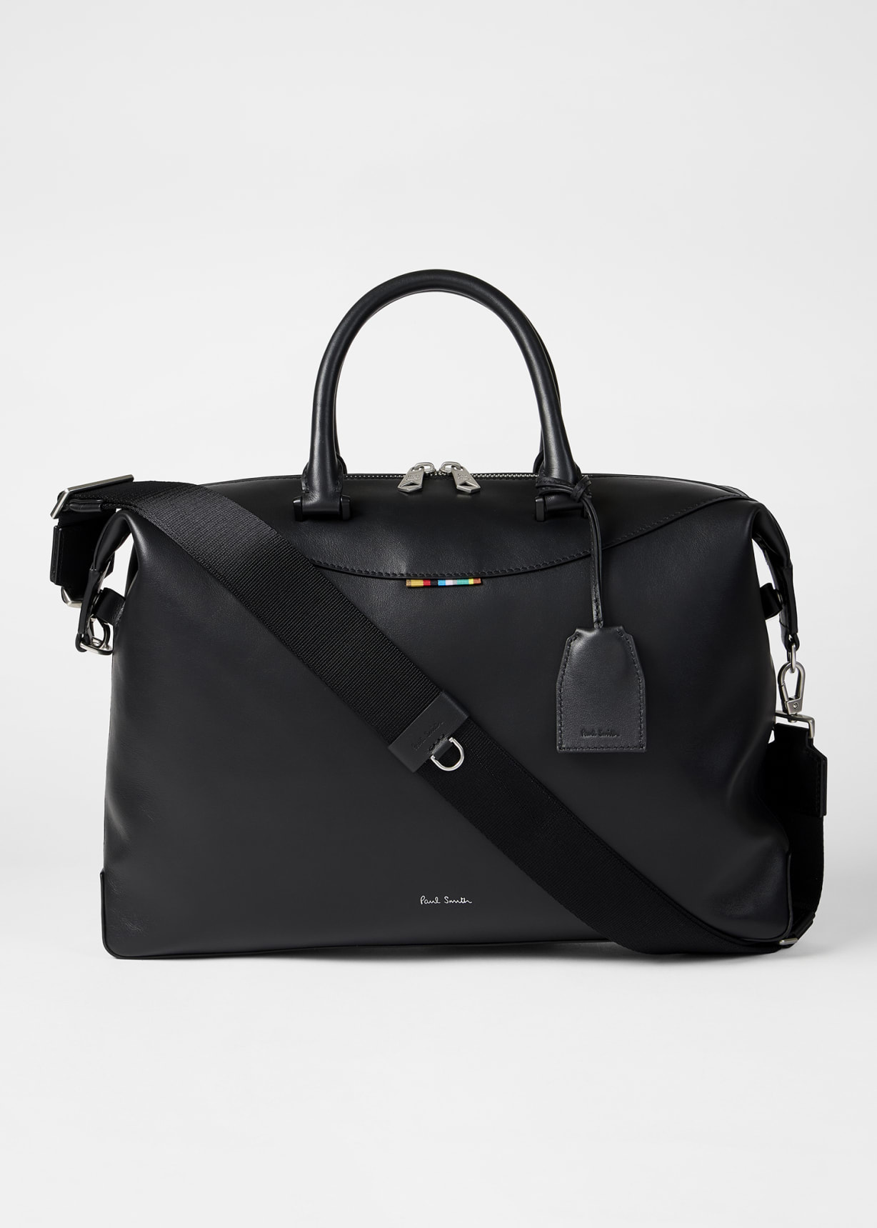 Black Signature Tab Leather Duffle Folio