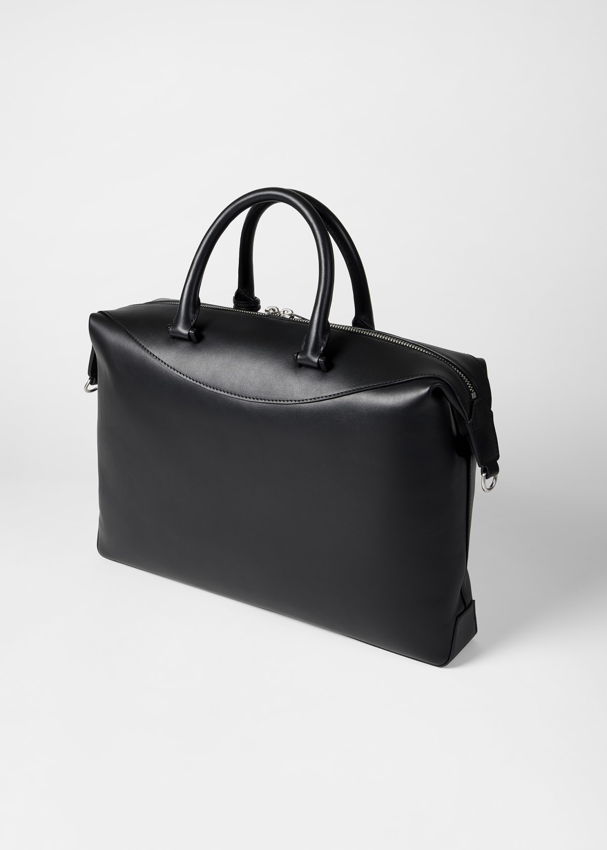 Black Signature Tab Leather Duffle Folio