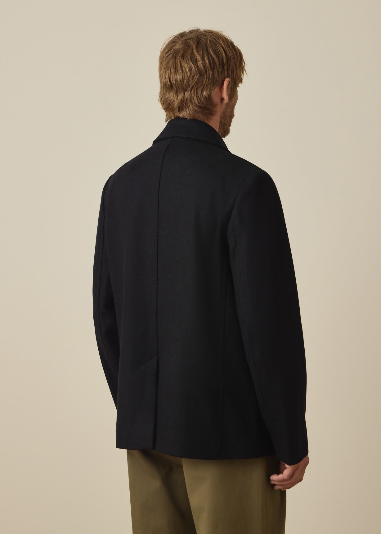Men's Black Wool-Blend Pea Coat