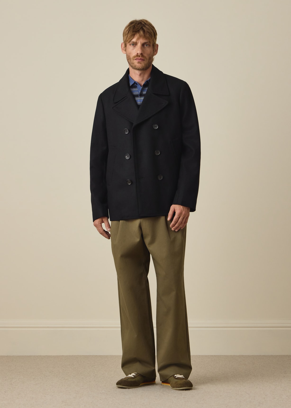 Paul Smith BLACK ブラックウールピーコート Men's Black Wool-Blend Pea Coat