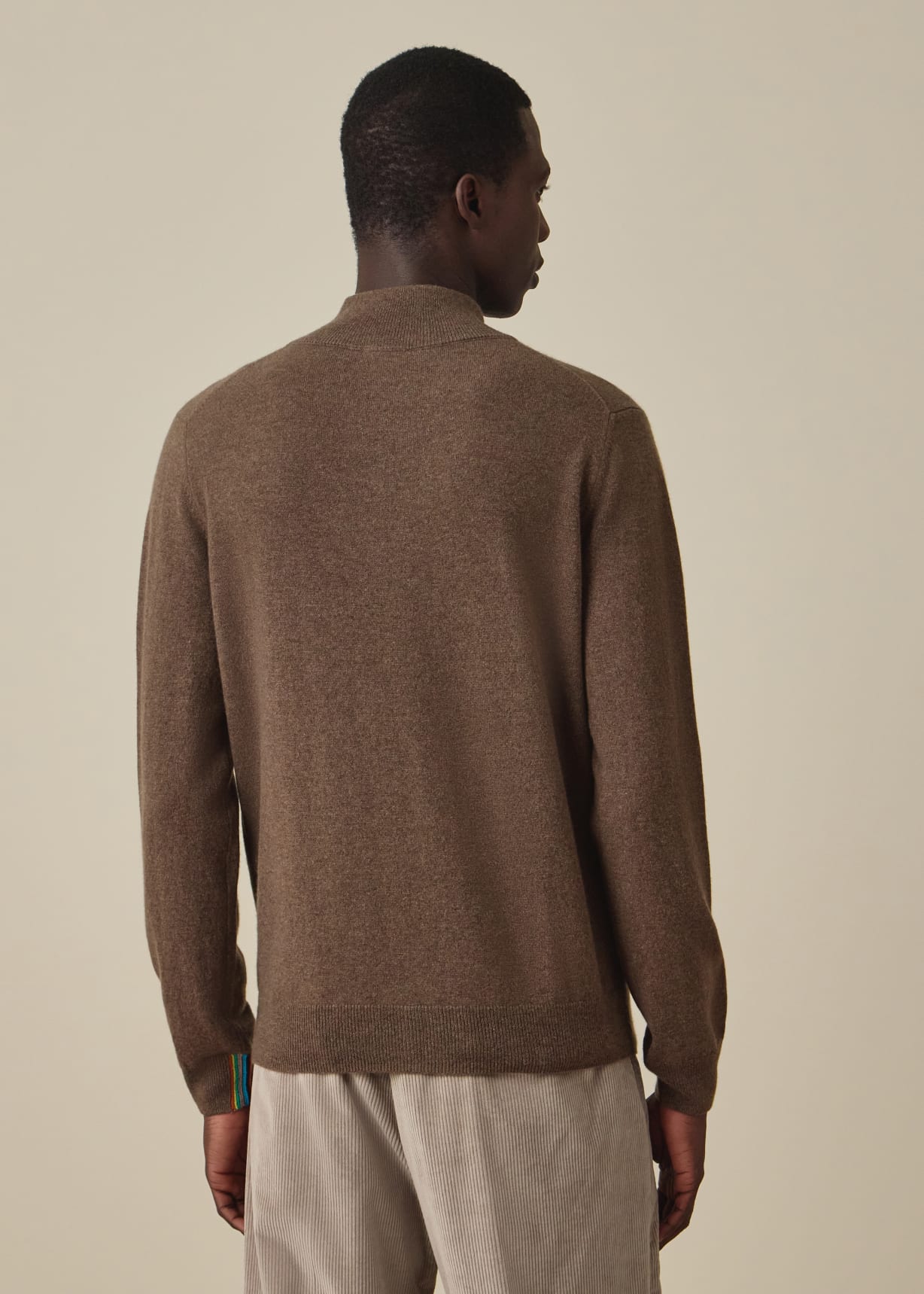 Men's Mid Brown Cashmere Zip Cardigan