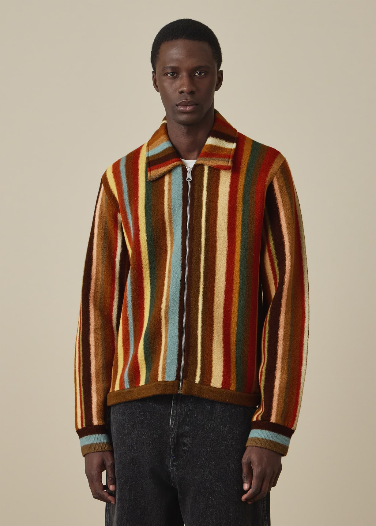 Merino Wool 'Signature Stripe' Zip Cardigan Paul Smith