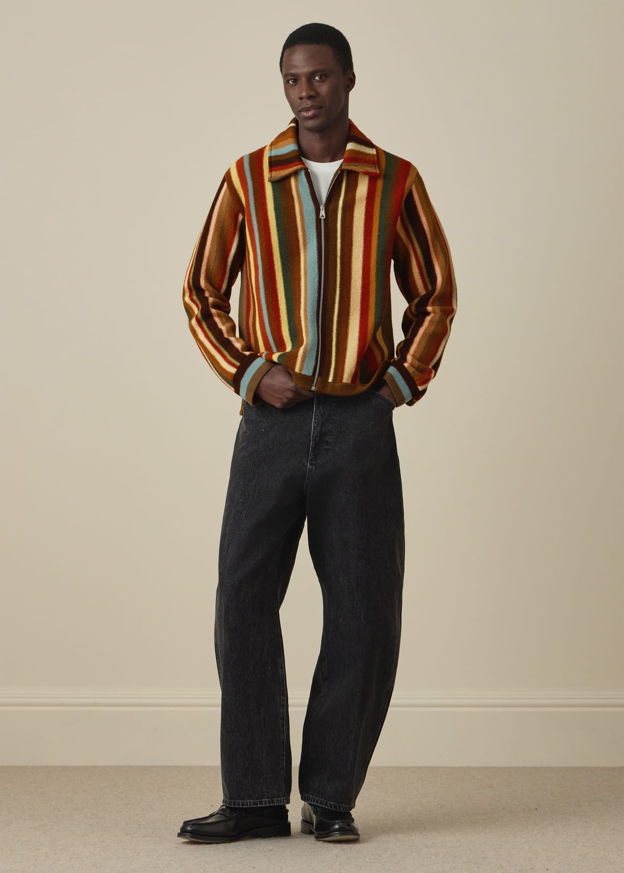 Merino Wool 'Signature Stripe' Zip Cardigan Paul Smith