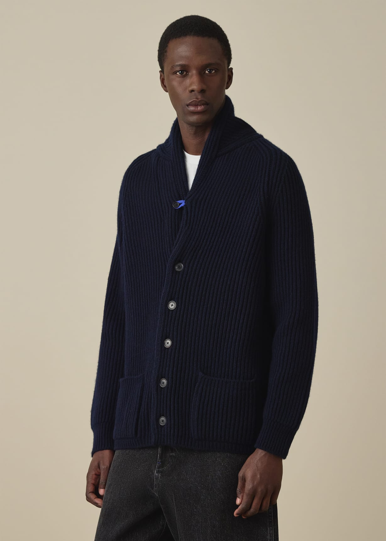 Paul Smith カーディガン ネイビー XL　新品 Men's Navy Lambwool Shawl Collar Cardigan