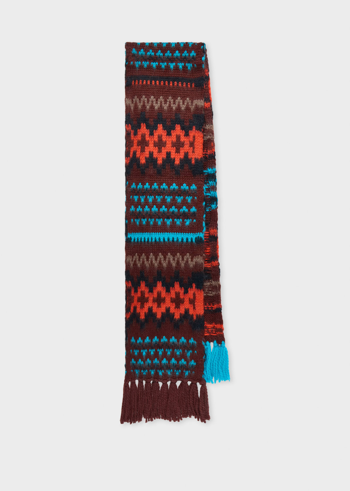 Dark Red Chunky Fair Isle Scarf