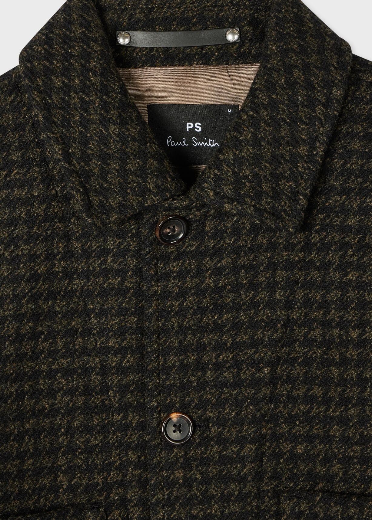 Men's Dark Green Dogtooth Wool-Blend Chore Jacket