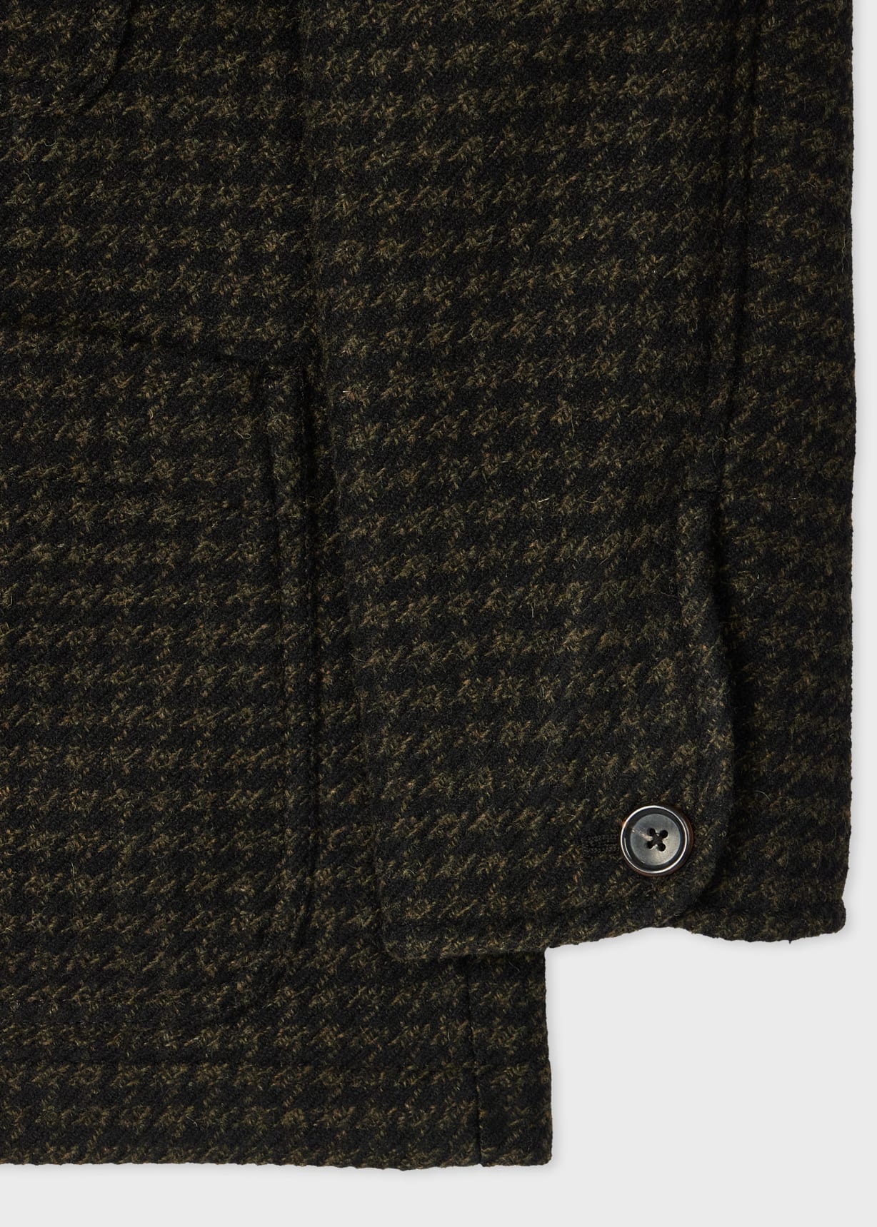 Men's Dark Green Dogtooth Wool-Blend Chore Jacket
