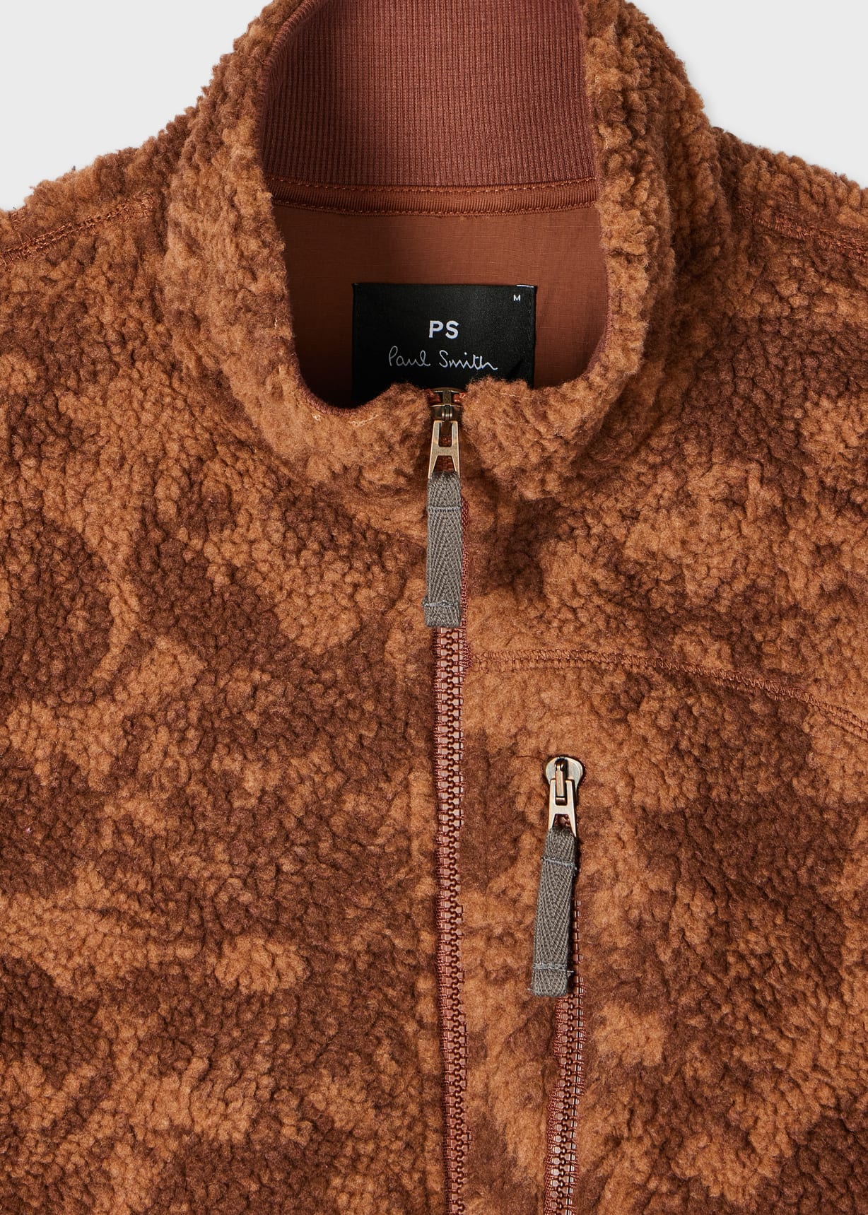 Men's Rust Brown Floral Fleece Jacket