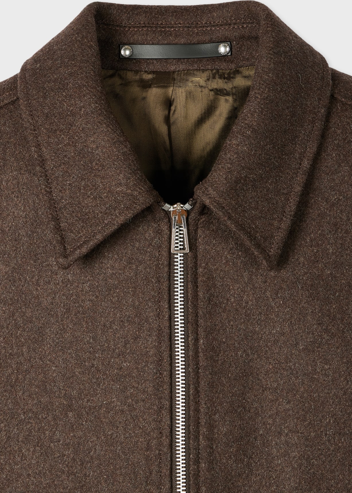 ジャケット・アウター PaulSmith Wool Gaba Check Leather Jacket Men's Brown Wool-Blend Cropped Patch-Pocket Jacket