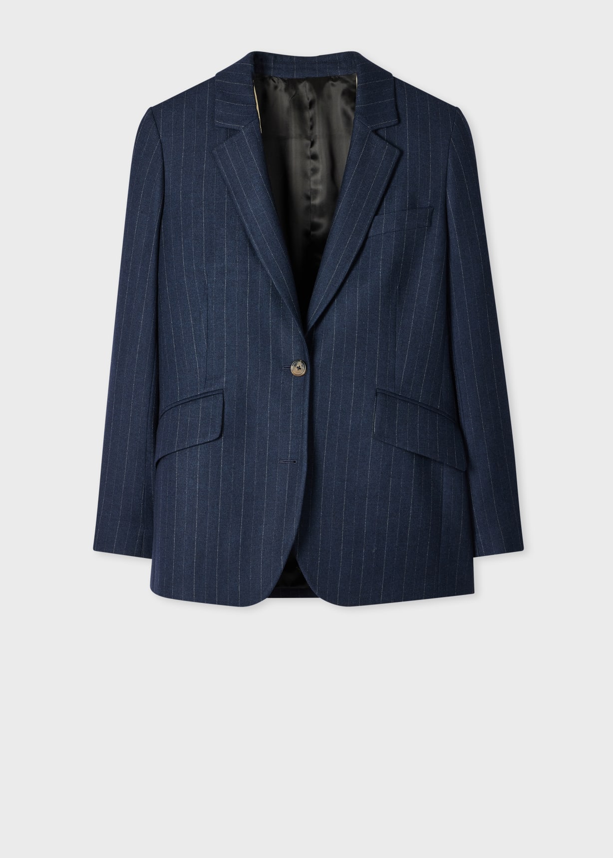 Women's Navy Chalk Stripe Wool-Blend Blazer