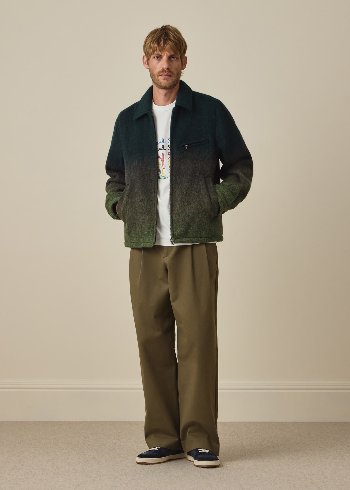 Men's Green Ombre Wool-Blend Jacket