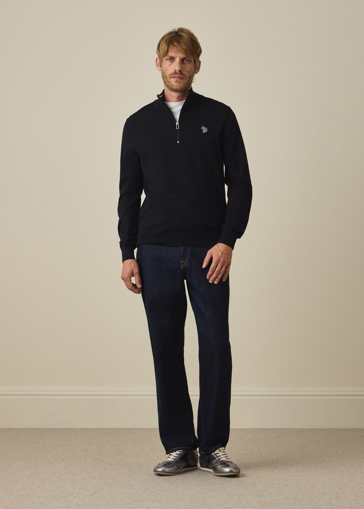Paul Smith For Manchester United - Black Quarter-Zip Zebra Logo