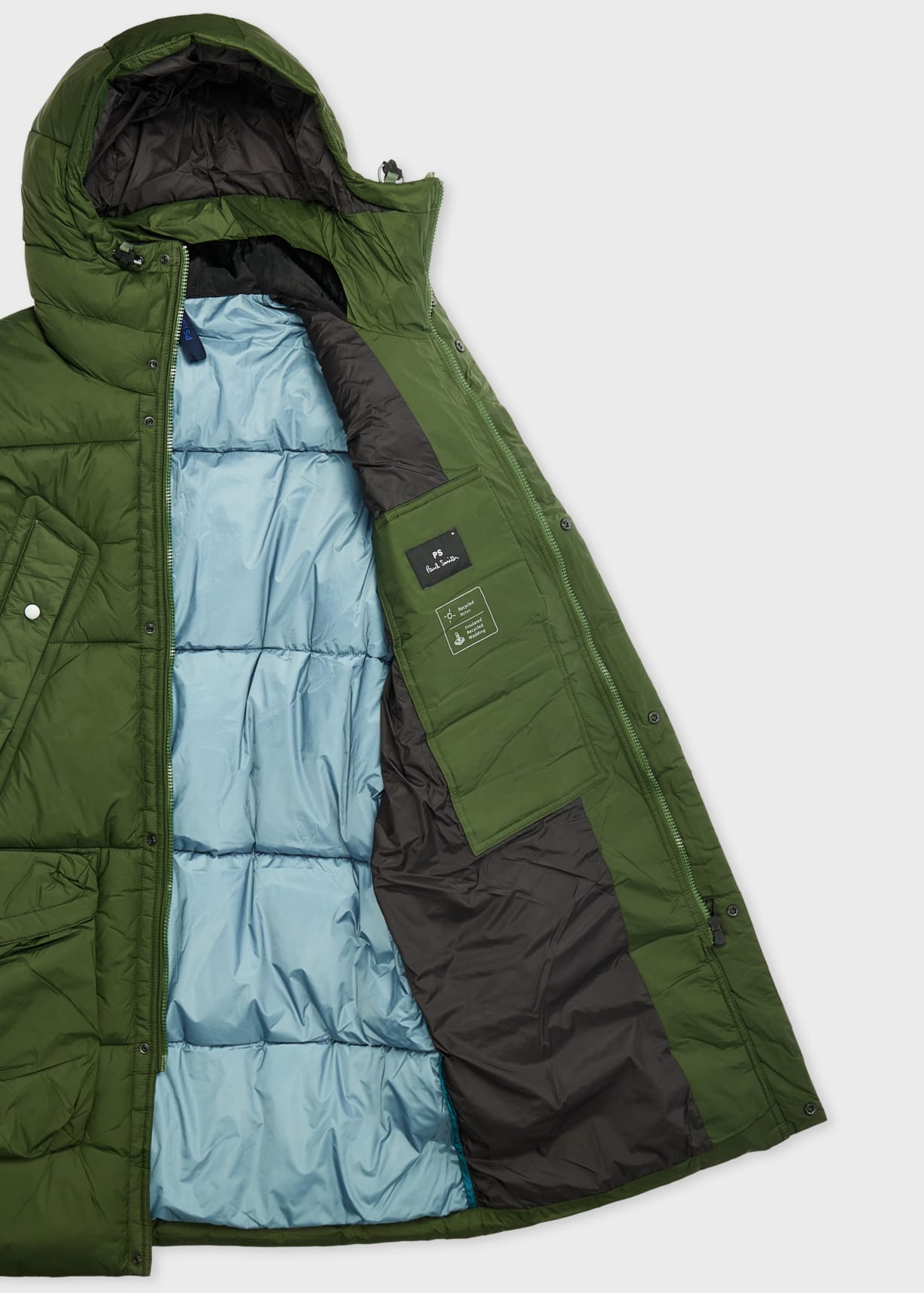 Men's Green Recycled-Nylon Padded Parka