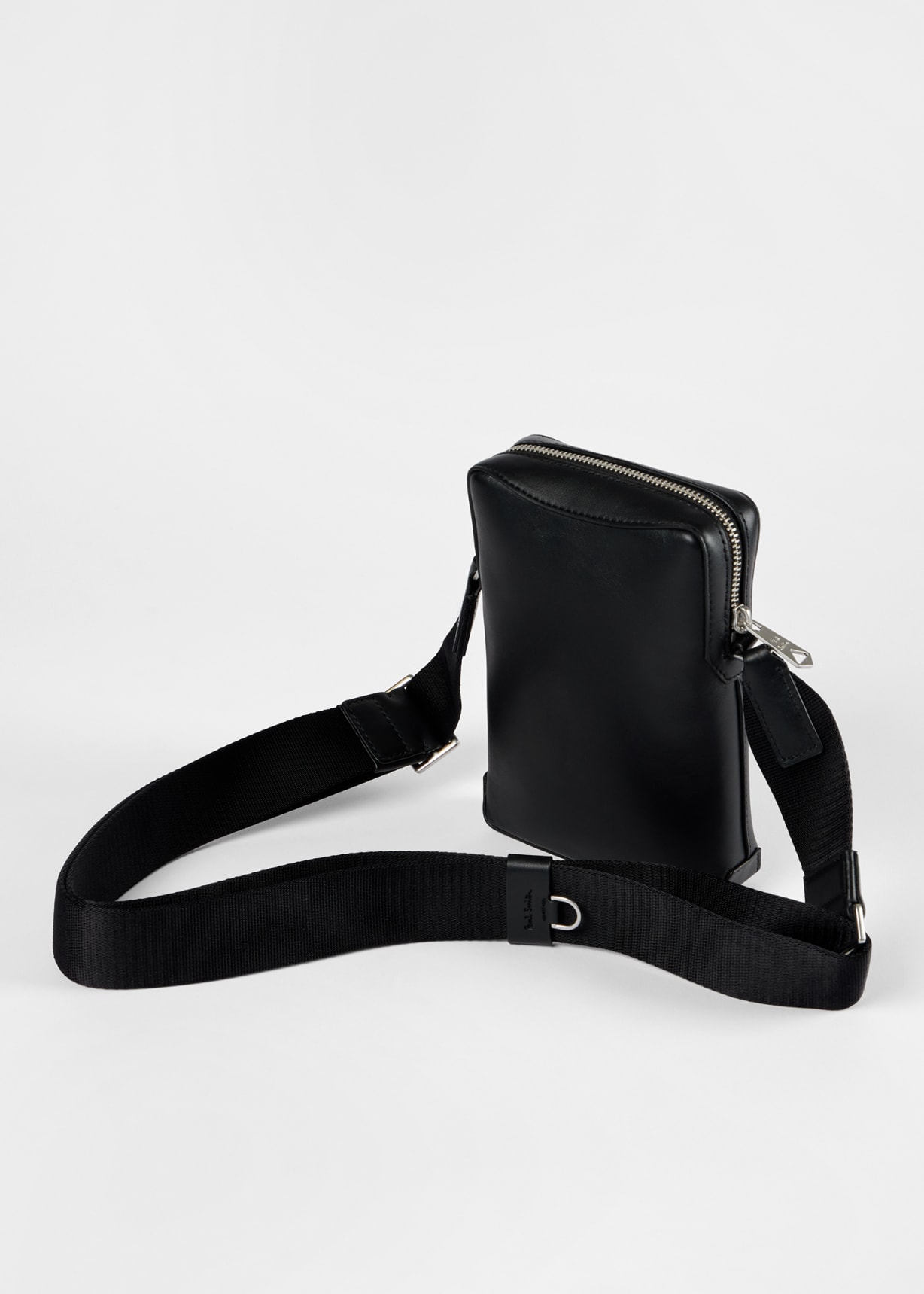 Black Signature Tab Leather Cross Body Pouch