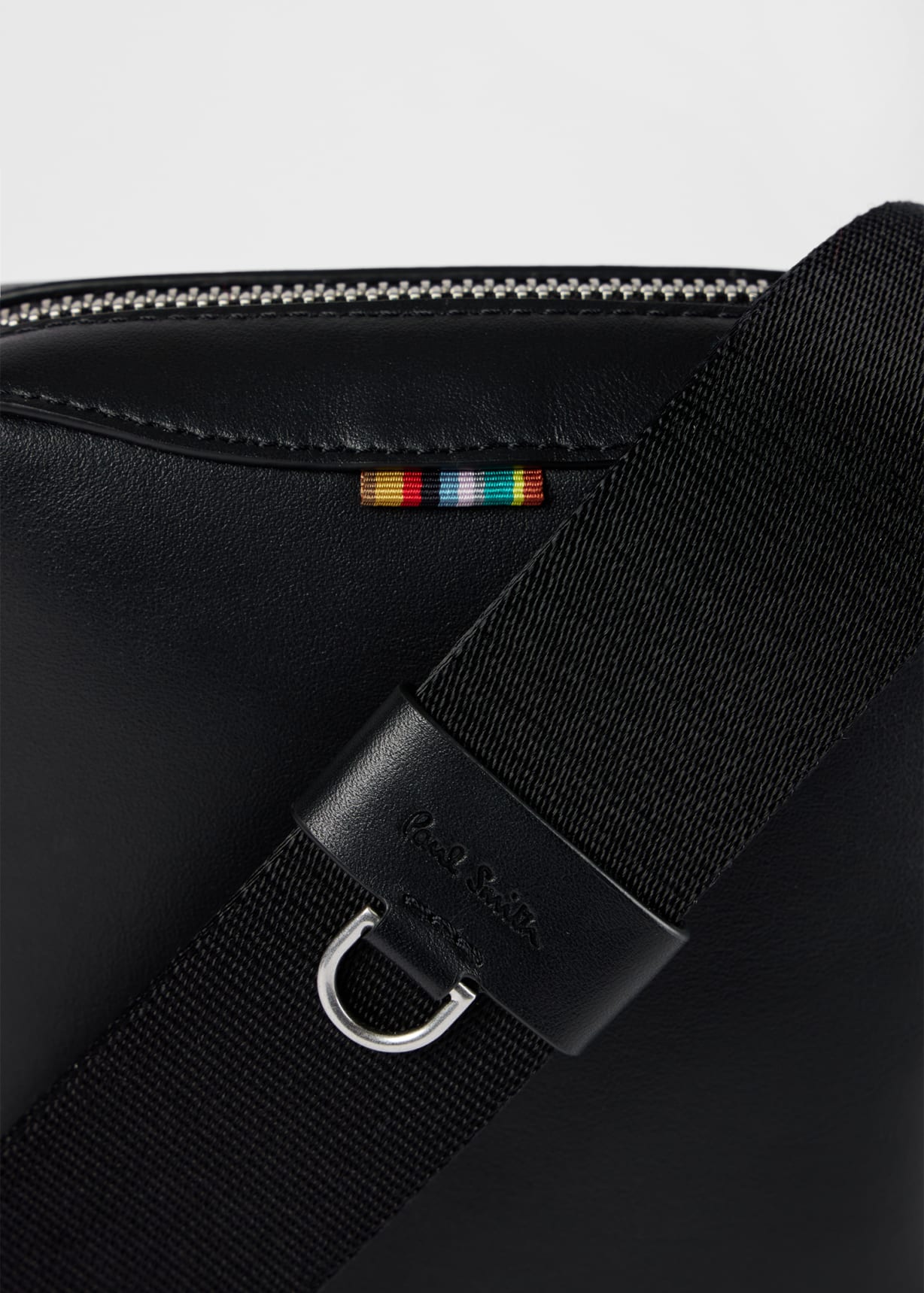Black Signature Tab Leather Cross Body Pouch