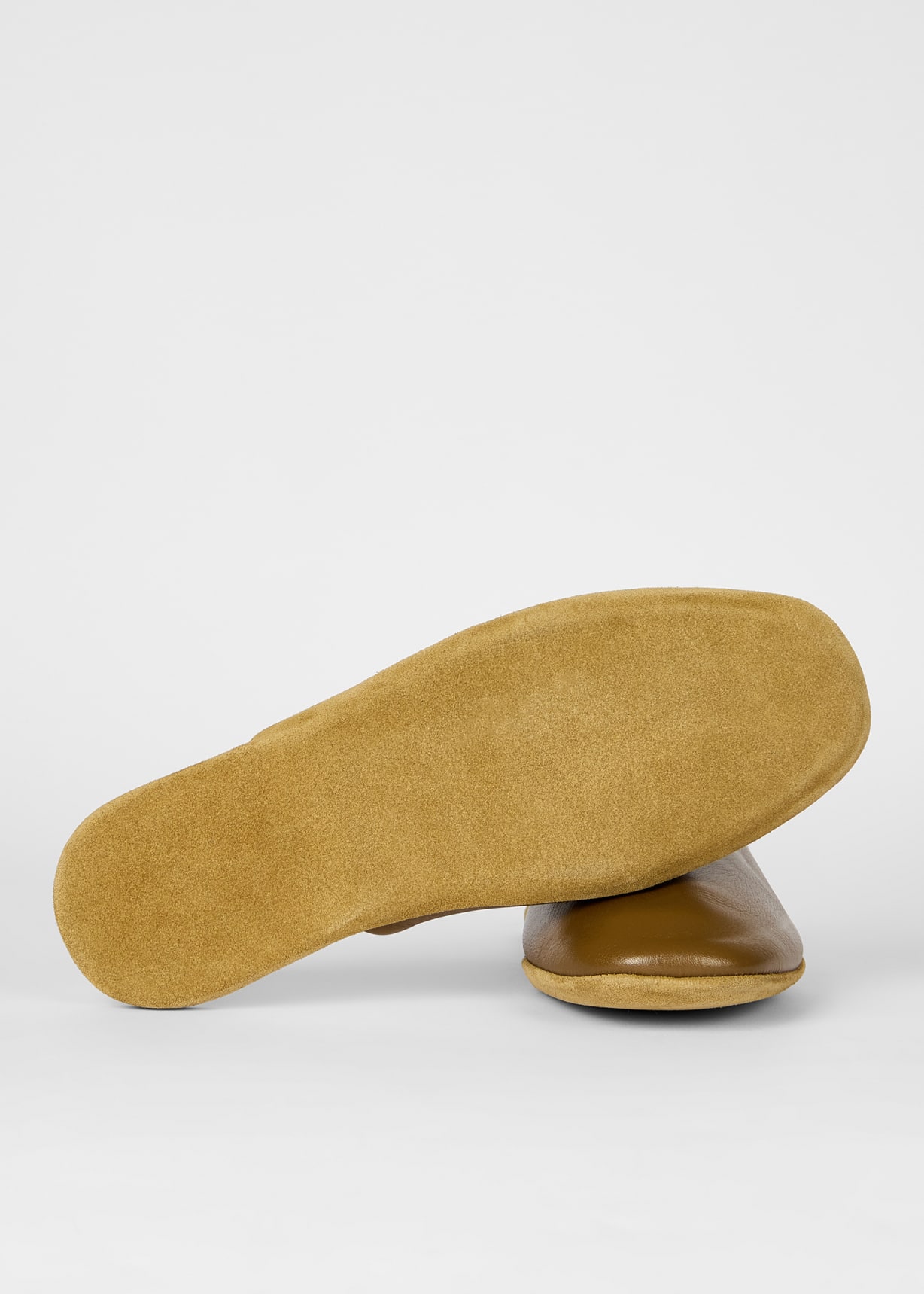 Khaki Leather Travel Slippers Paul Smith