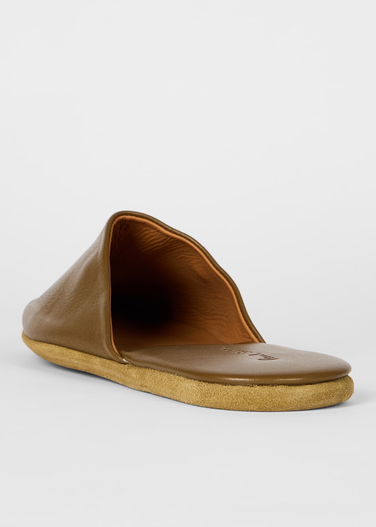 Khaki Leather Travel Slippers Paul Smith