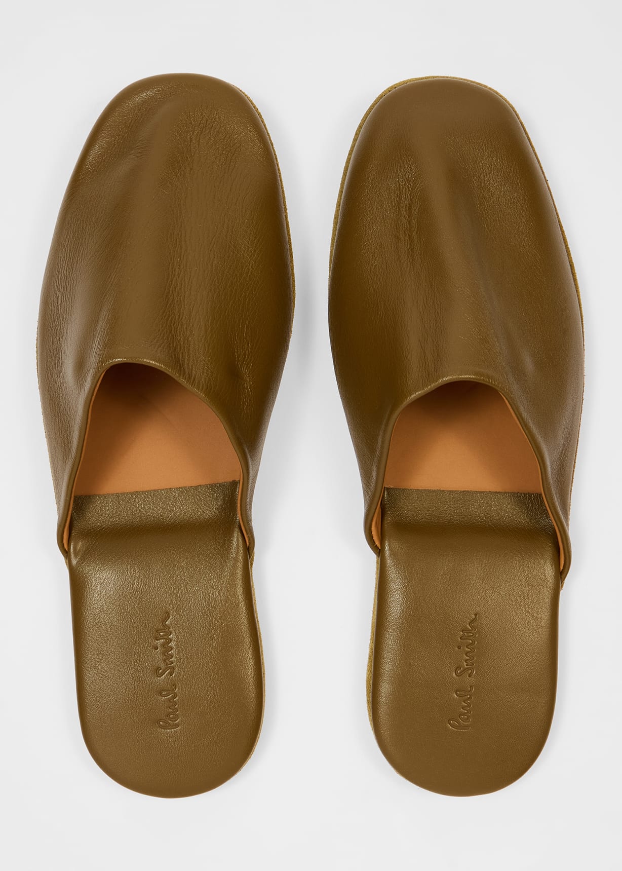 Khaki Leather Travel Slippers Paul Smith