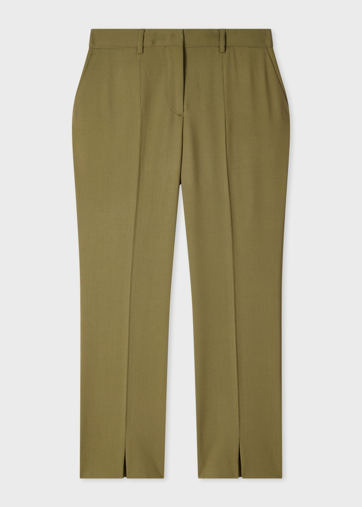 Women's Olive Wool Hopsack Two-Piece Suit