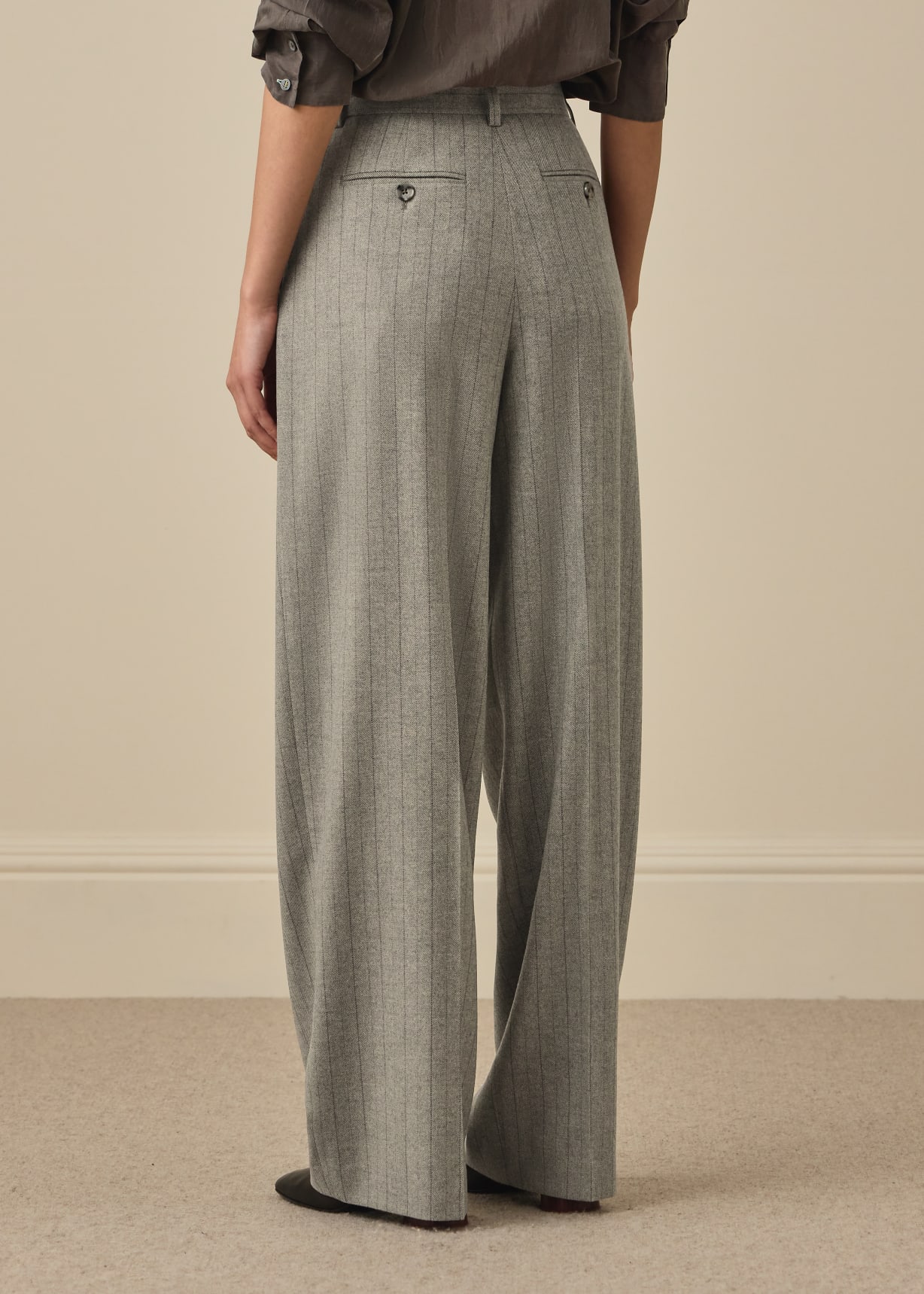 Women's Chalk Stripe Wool-Blend Wide-Leg Trousers