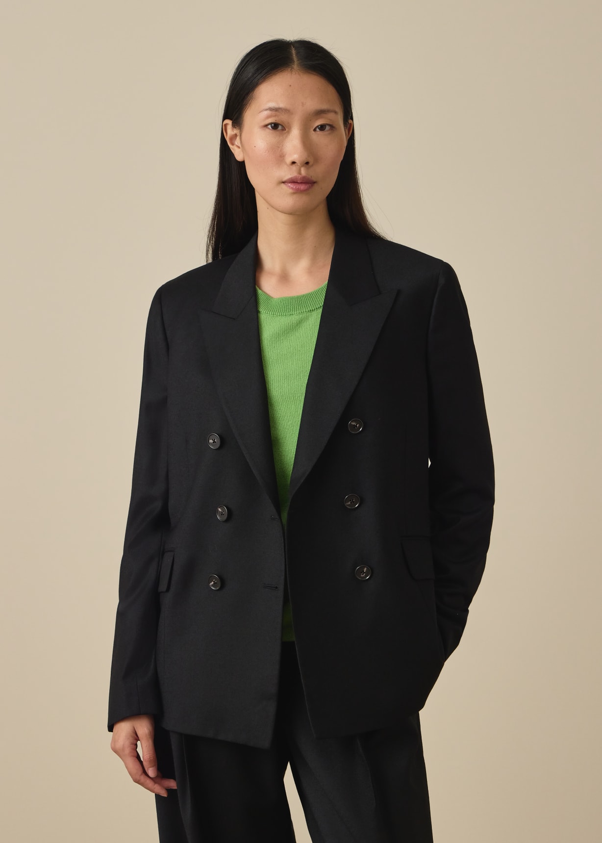 Women's Black Wool-Blend Double-Breasted Jacket Paul Smith