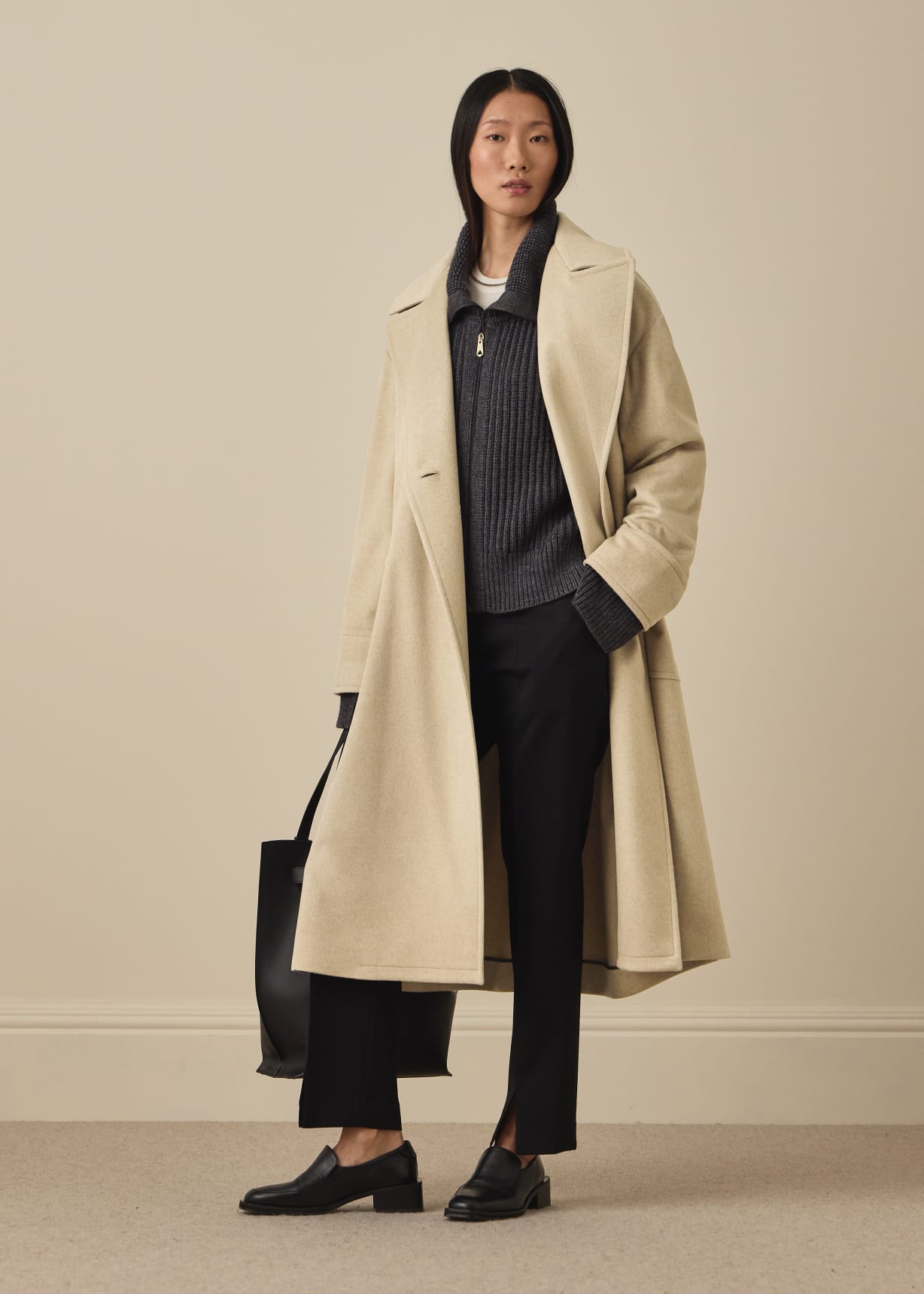 Women's Beige Wool-Cashmere Trench Coat