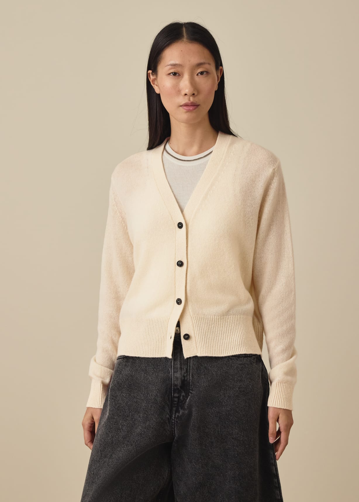 Women's Cream Cashmere 'Signature Stripe' Cardigan