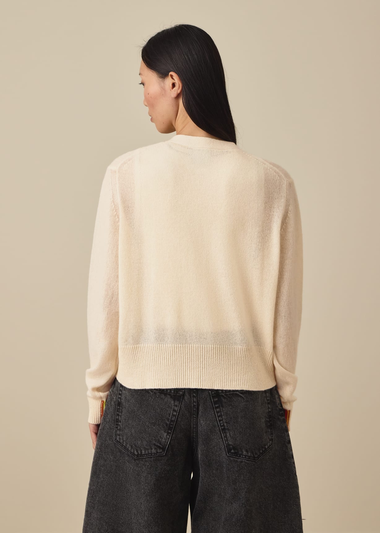 Paul Smith レイヤードカラー カーディガン　エクリュ Women's Cream Cashmere 'Signature Stripe' Cardigan
