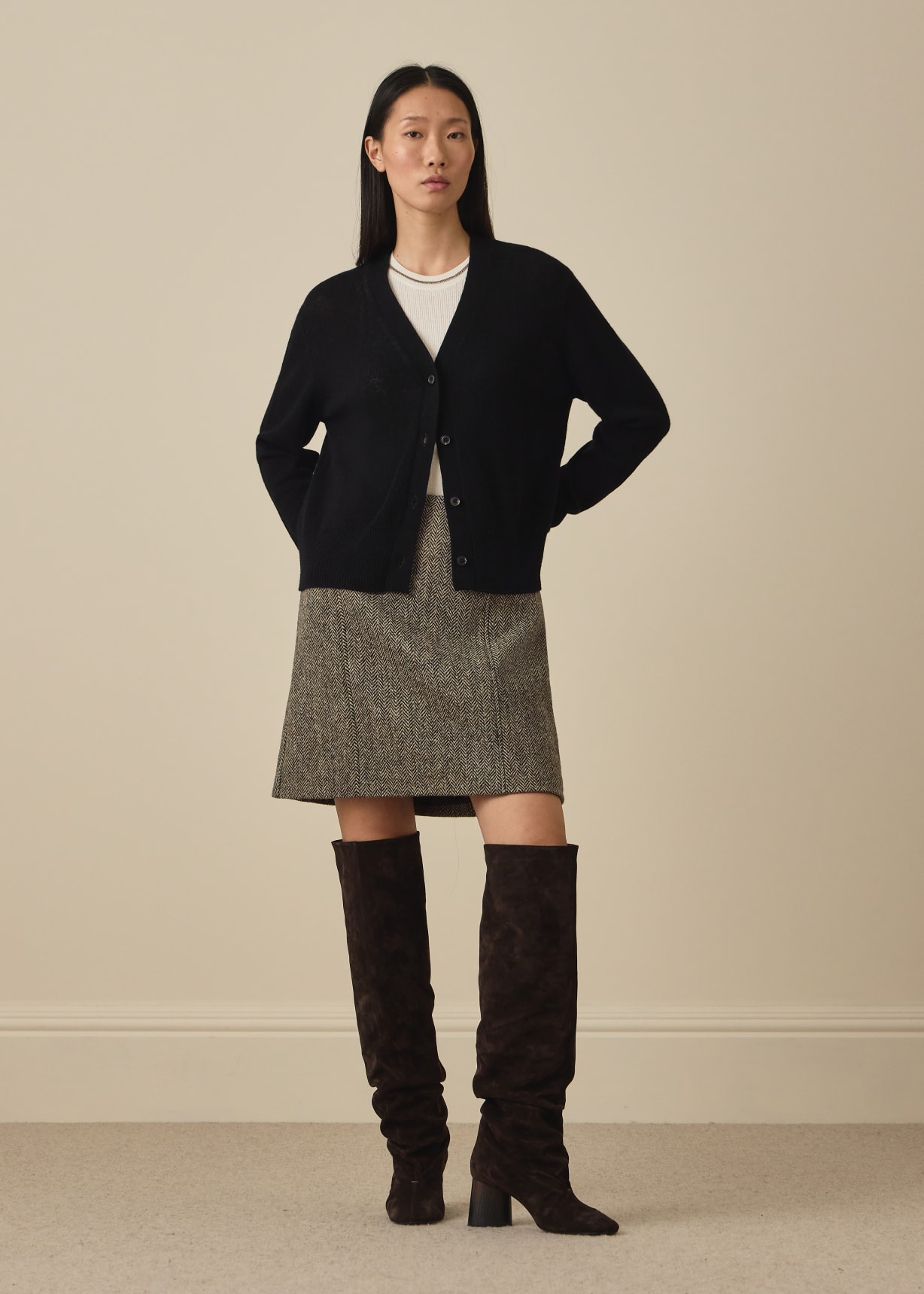 Women's Black Cashmere 'Signature Stripe' Cardigan Paul Smith