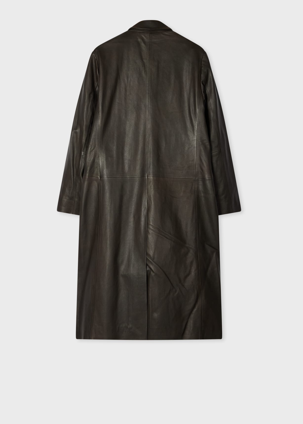 Women's Dark Brown Leather Double-Breasted Coat
