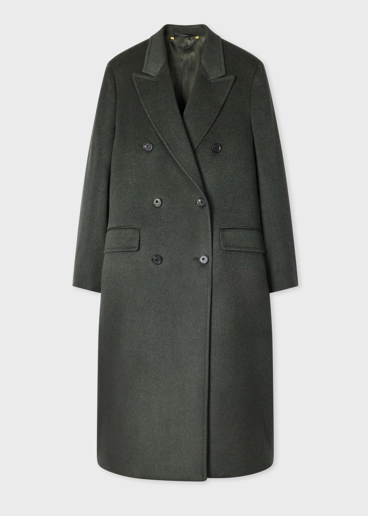 Women's Dark Green Wool-Cashmere Double-Breasted Coat
