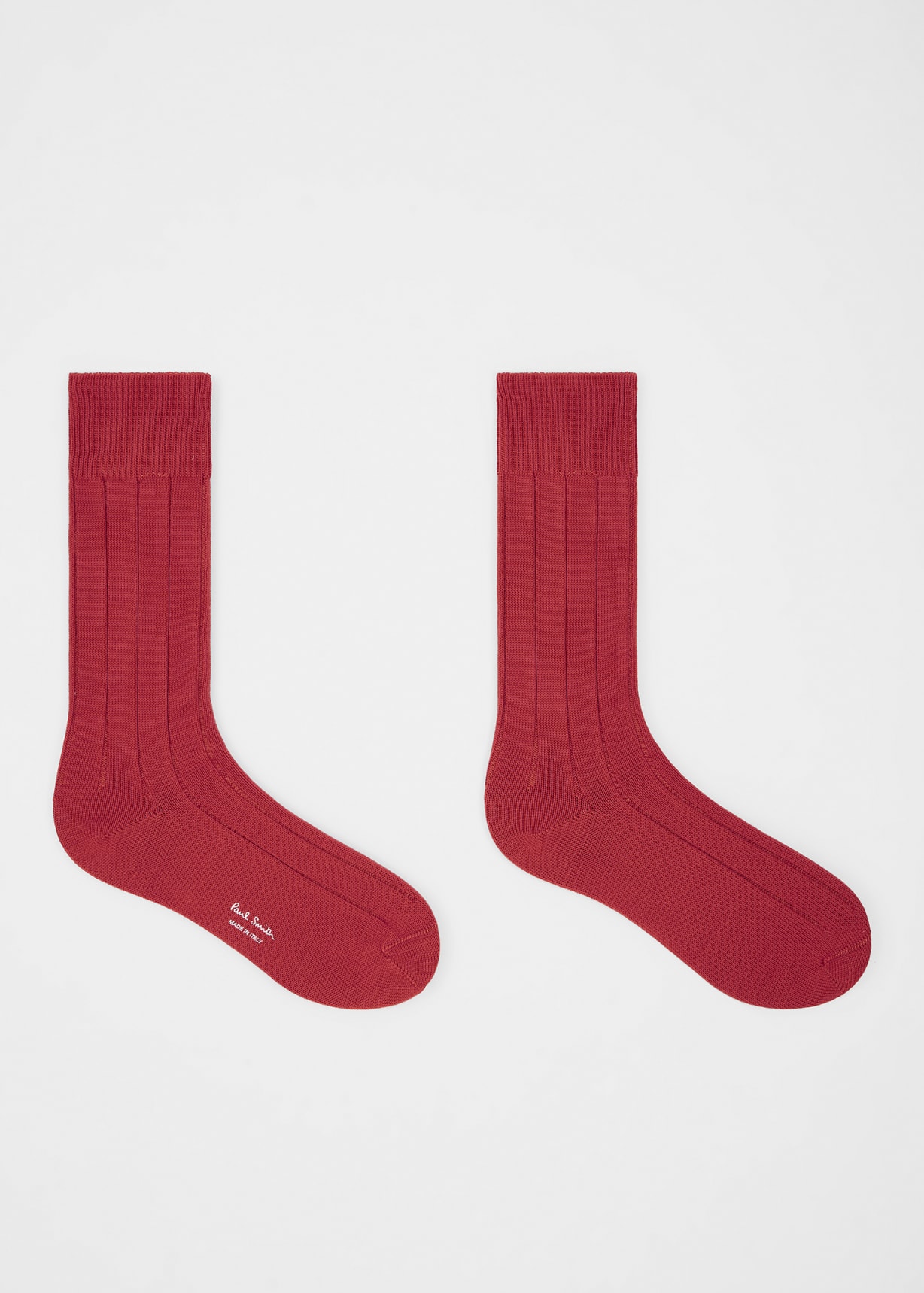 Men's Red Cotton-Blend Ribbed Socks