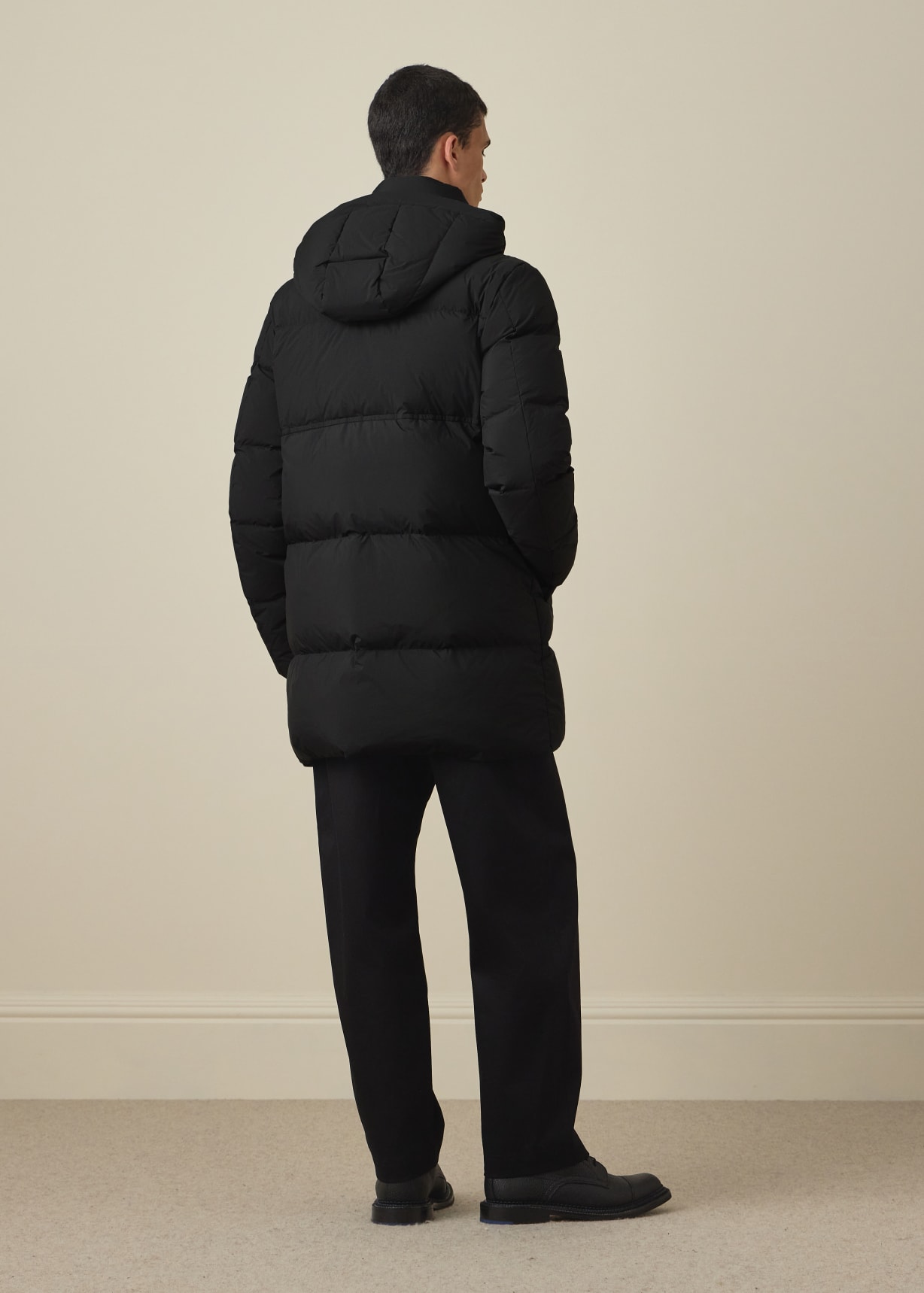Paul Smith ダウンジャケット フード付き 17aw Men's Black Water Repellent Mid-Length Down Coat