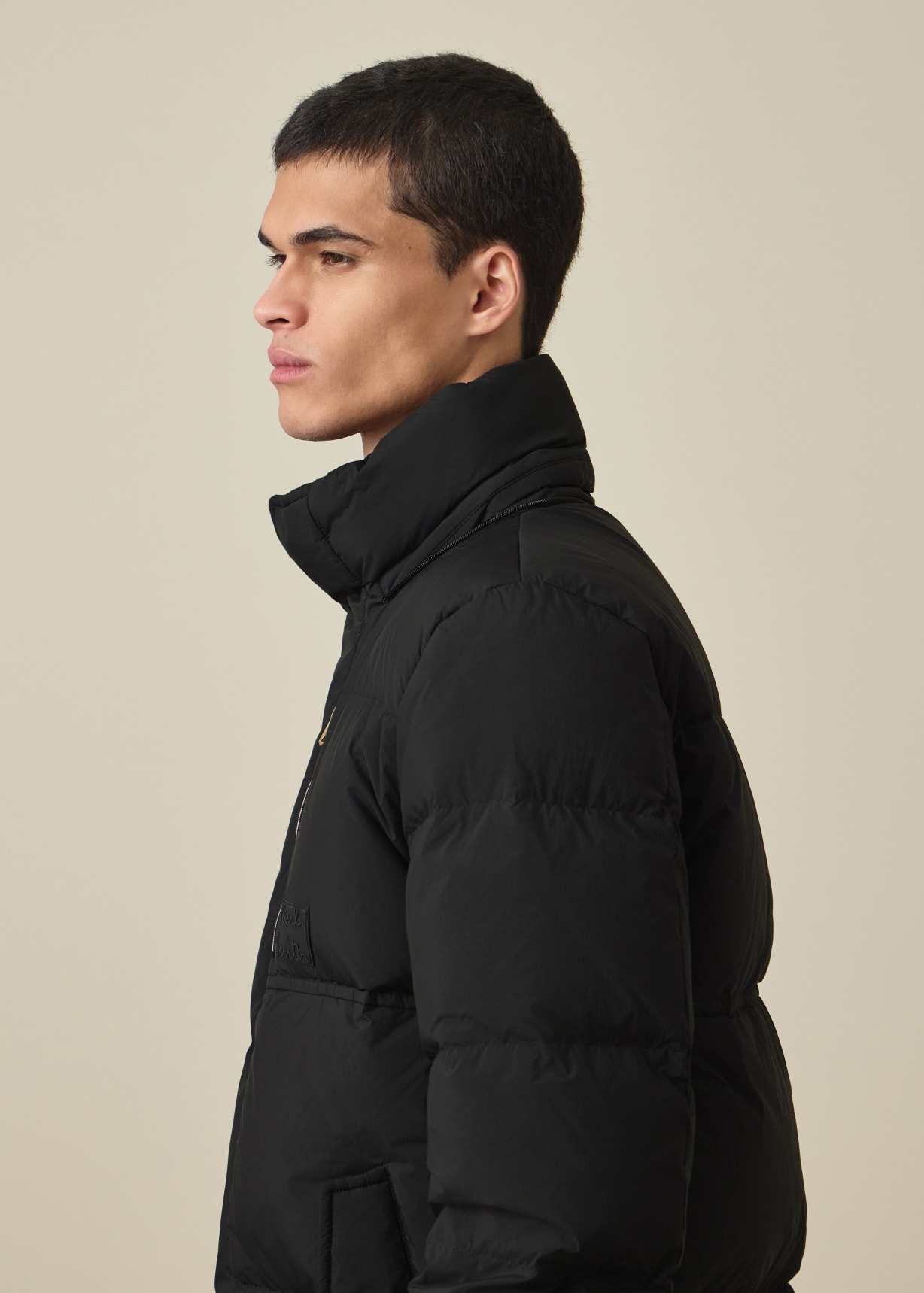 Men's Black Water Repellent Mid-Length Down Coat
