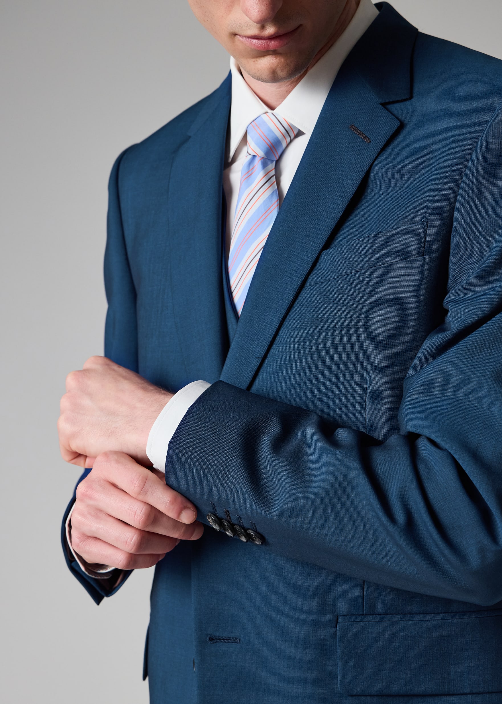 The Soho - Men's Tailored-Fit Indigo Wool-Mohair Three-Piece Suit